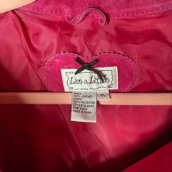 Live A Little XL Hot Pink Suede Leather Snap Button Up Fitted Jacket Pockets - Picture 2 of 10